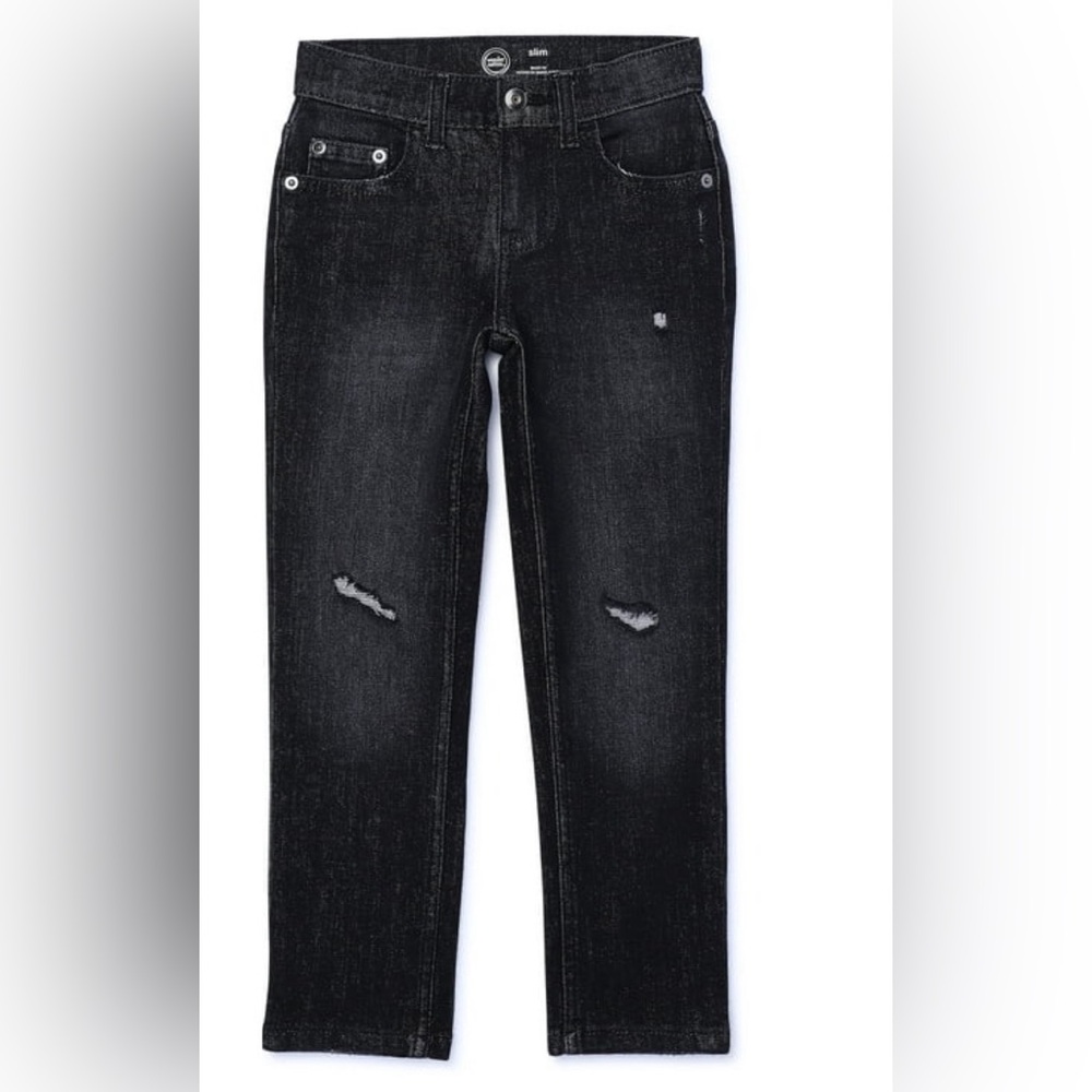 Wonder Nation Boys Slim Husky jeans. Boys Size 14. Black‎ with light distress